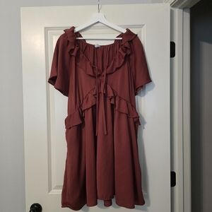 Old Navy Ruffled Mini Dress in Rich Red